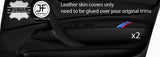 BLACK STITCH TRI STRIPE 2X FRONT DOOR ARMREST LEATHER COVERS FOR BMW 1 E87 04-12