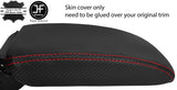 RED STITCHING CARBON FIBER VINYL ARMREST LID COVER FOR VW GOLF MK5 MK6 04-13