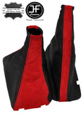 BLACK LEATHER & RED SUEDE GEAR & HANDBRAKE FOR VAUXHALL CORSA C COMBO 00-06