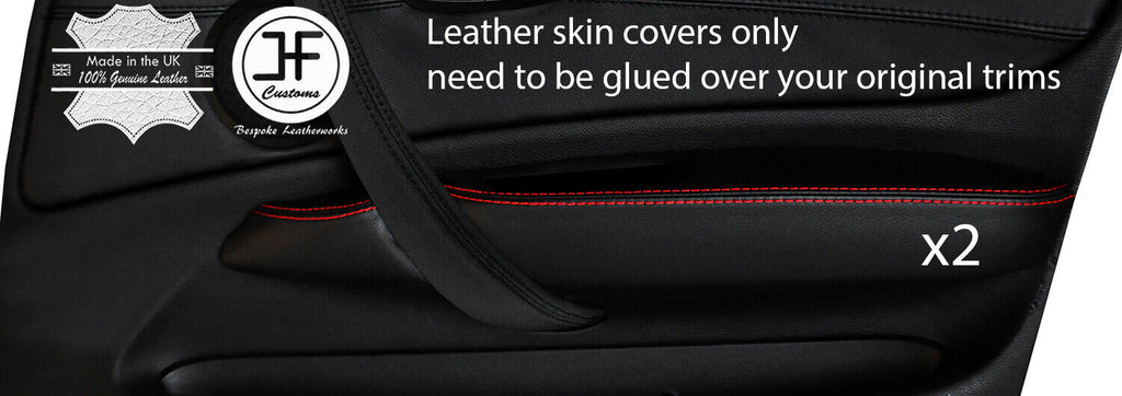 RED STITCH 2X FRONT DOOR ARMREST TRIM LEATHER COVERS FOR BMW 1 E87 2004-2012
