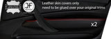 RED STITCH 2X FRONT DOOR ARMREST TRIM LEATHER COVERS FOR BMW 1 E87 2004-2012