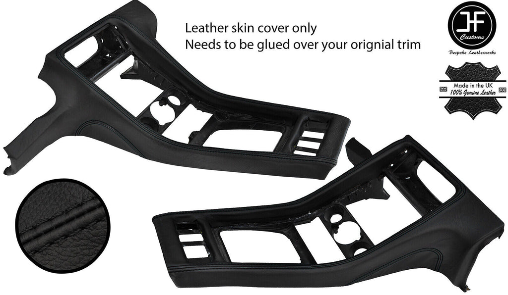 BLACK LEATHER CENTER CONSOLE REAL LEATHER COVER FITS PORSCHE 928 90-95 STYLE 3