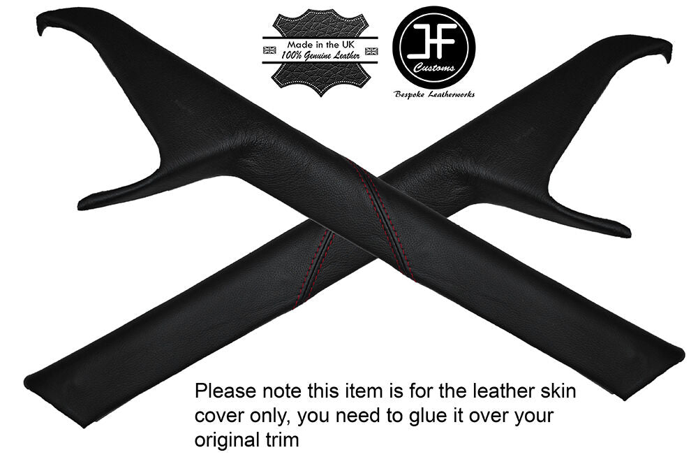 RED STITCH 2X A PILLAR LEATHER SKIN COVERS FITS ALFA ROMEO GIULIA SUPER TI