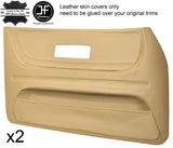 BEIGE LEATHER 2X FRONT FULL  DOOR CARD TRIM COVERS FITS SAAB 900 CLASSIC 78-93