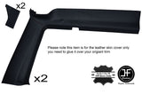 BLACK STITCH 2X REAR D PILLAR LEATHER COVERS FITS VW T4 TRANSPORTER CARAVELLE