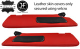 RED REAL LEATHER 2X SUN VISORS COVERS FOR TOYOTA GT86 SUBARU BRZ 12-19