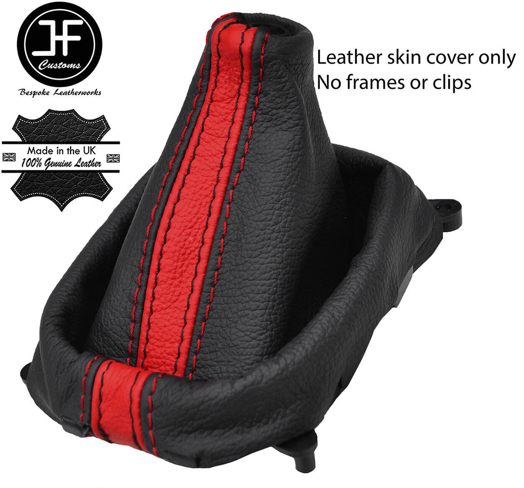 BLACK & RED STRIPE TOP GRAIN LEATHER GEAR GAITER FITS MAZDA 323 323F 98-04