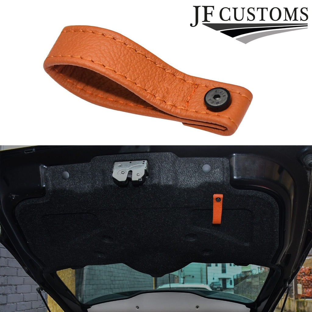 ORANGE LEATHER TAILGATE BOOT PULL STRAP HANDLE FITS FIAT 500 ABARTH 07-16