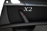 RED STITCH 2X REAR DOOR HANDLE LEATHER SKIN COVERS FITS PEUGEOT 407 04-10