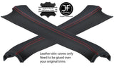RED STITCHING 2X A PILLAR REAL LEATHER COVERS FITS FIAT BARCHETTA 1995-2005