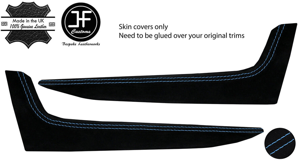 BLUE STITCH 2X DOOR POCKET TRIM SUEDE COVERS FITS SMART ROADSTER 452 03-05