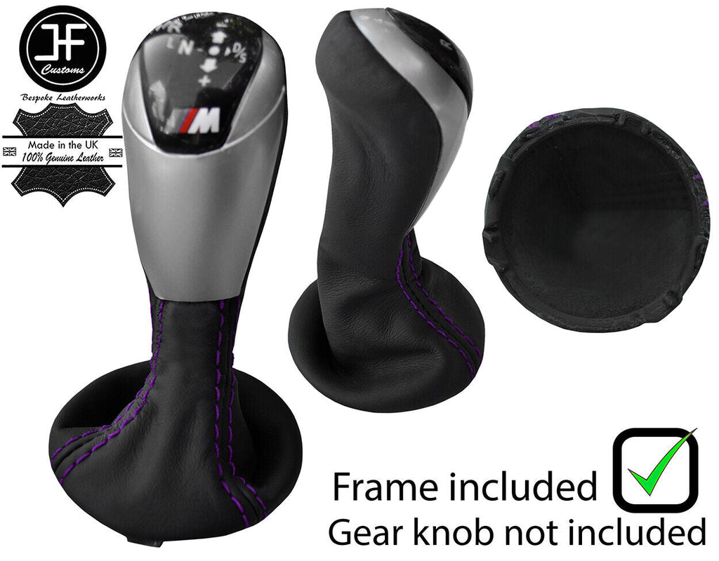 PURPLE STITCH LEATHER AUTOMATIC SMG GEAR+PLASTIC FRAME FOR BMW E60 E61 05-10 JFM