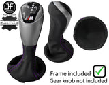 PURPLE STITCH LEATHER AUTOMATIC SMG GEAR+PLASTIC FRAME FOR BMW E60 E61 05-10 JFM