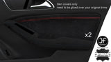 RED  STITCH 2X FRONT DOOR CARD TRIM SUEDE COVERS FOR MERCEDES GLA CLASS 14-18