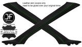 GREEN STITCH 2X A PILLAR LEATHER COVERS FITS FORD TRANSIT MK7 06-13  STYLE 2