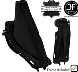 BLACK&BLACK STRIPE LTHR HANDBRAKE GAITER+PLASTIC FRAME FOR FORD FOCUS MK2 05-08