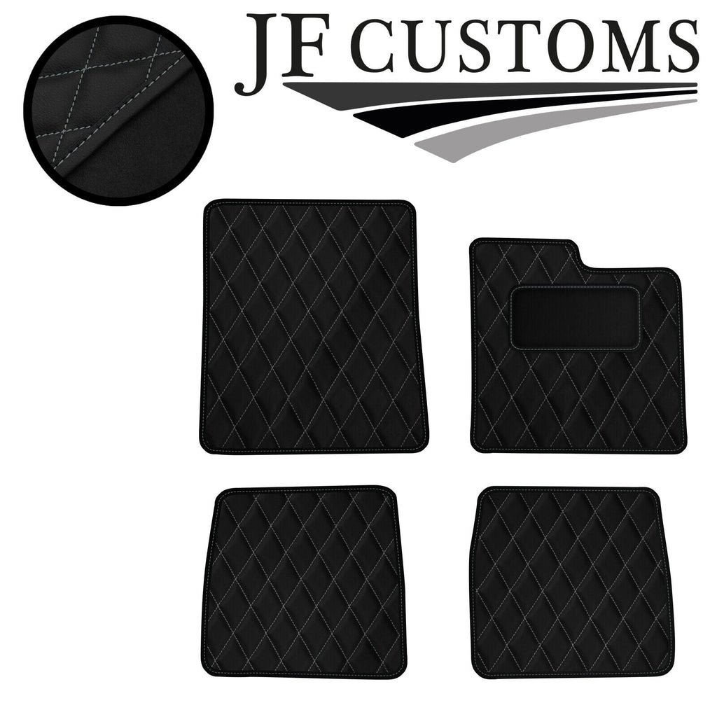 GREY DIAMOND STITCH VINYL 4X TAILORED FLOOR CARPETS FOR FORD CONSUL MK2 JF1