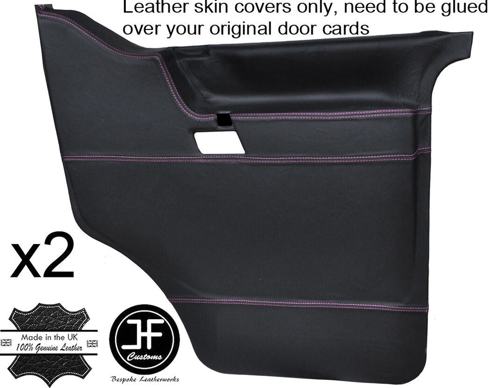 PINK STITCH 2X FRONT DOOR CARD LEATHER COVERS FITS VW T4 TRANSPORTER CARAVELLE