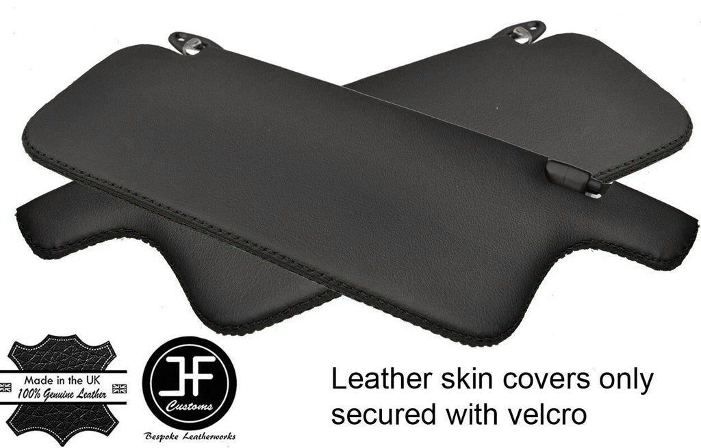 BLACK STITCHING 2X SUN VISORS REAL LEATHER COVERS FITS MAZDA RX7 FC 1986-1991