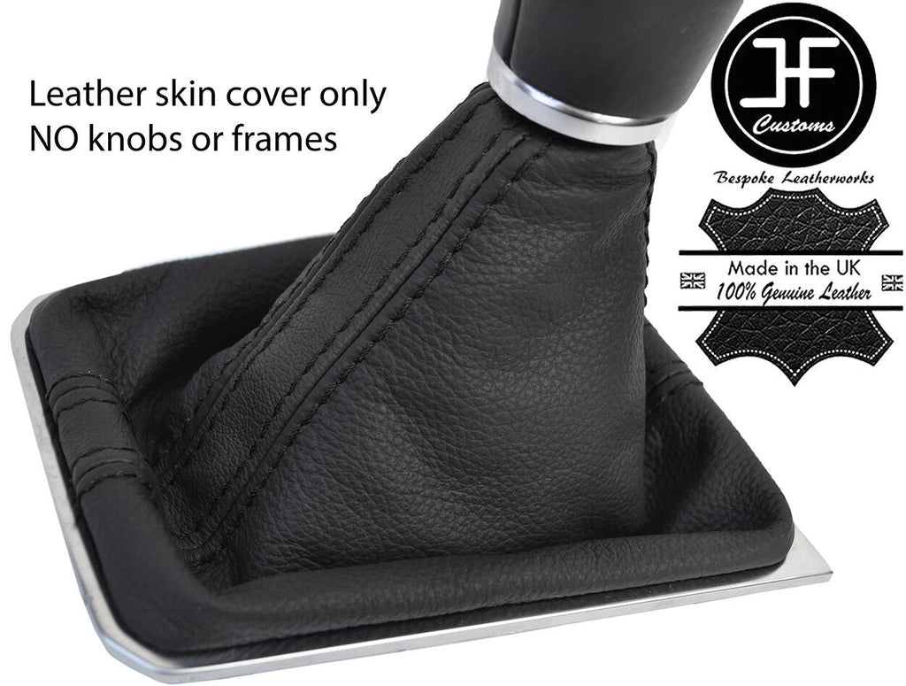 BLACK & BLACK STRIPE TOP GRAIN REAL LEATHER GEAR GAITER FOR VW PASSAT B8 15-18