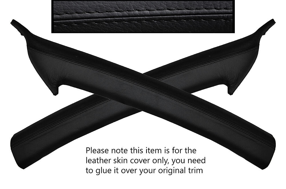 BLACK STITCH 2X A POST PILLAR LEATHER SKIN COVERS FITS AUDI A2 1999-2005