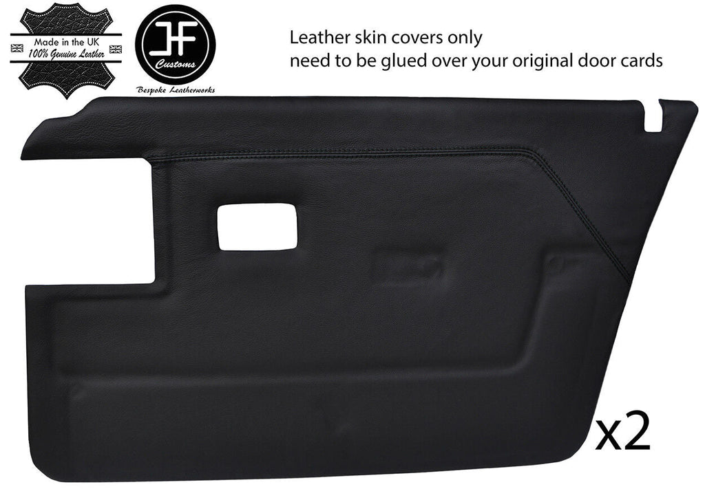 BLACK STITCH 2X FRONT DOOR CARD LEATHER COVERS FITS PEUGEOT 309 85-89 5 DOOR
