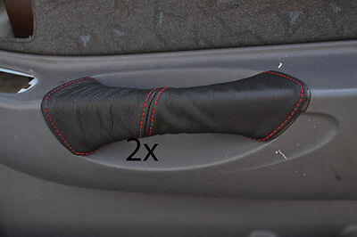red stitch FITS HYUNDAI ACCENT 2000-2003 2X LEATHER DOOR HANDLE COVERS