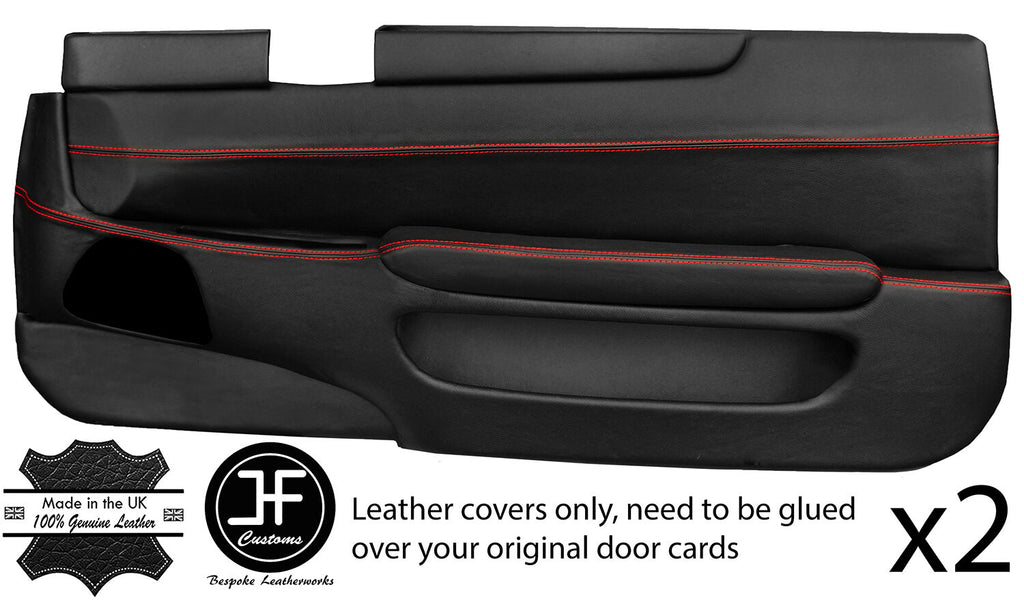 RED STITCH 2X FULL DOOR CARD LEATHER COVERS FITS TOYOTA LEXUS SOARER 90-00