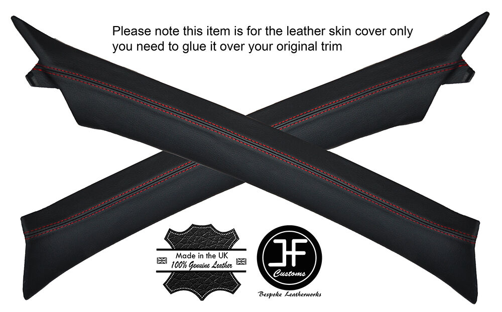 RED STITCH 2X A POST PILLAR LEATHER SKIN COVERS FITS 200SX S15 1999+ CUSTOM NEW
