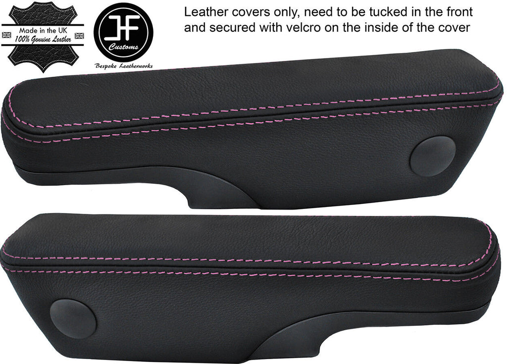 PINK STITCHING LEATHER 2X SEAT ARMREST COVERS FITS VW T4 TRANSPORTER CARAVELLE