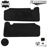 FITS NISSAN 370Z 09-20 BLACK CROSS STITCH LEATHER 2X SUN VISOR COVERS CUSTOM NEW