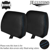 L BLUE STICH 2X FRONT HEADREST SKIN COVERS FITS LAND ROVER DEFENDER 90 110 83-06