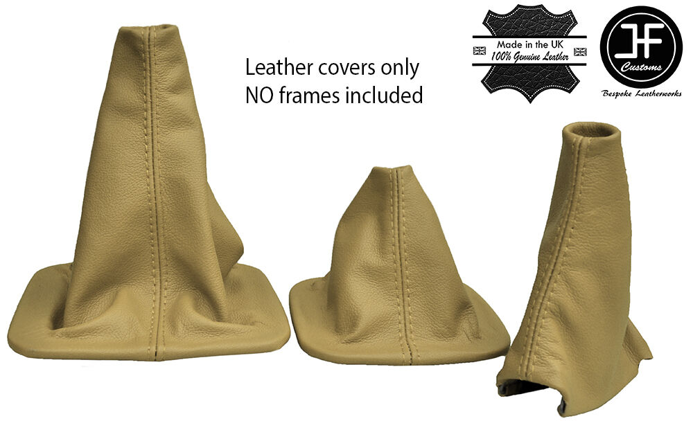 BEIGE REAL LEATHER 3X GAITERS SET FITS LANDROVER DISCOVERY MK1 MK2 1996-2004