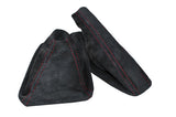 RED STITCH DARK GREY SUEDE MANUAL GAITERS FITS BMW Z3 1995-2002 CUSTOM NEW
