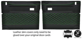 GREEN DIAMOND STITCH 2X FRONT DOOR CARD COVERS FITS LAND ROVER DEFENDER 90 110