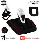 RED STITCH LEATHER AUTO AUTOMATIC DCT GEAR GAITER+FRAME FOR BMW X1 E84 12-14
