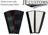 RED STITCH BLUE TARTAN 2X SEAT BELT TALL COVERS FOR VW SCIROCCO III 08-15