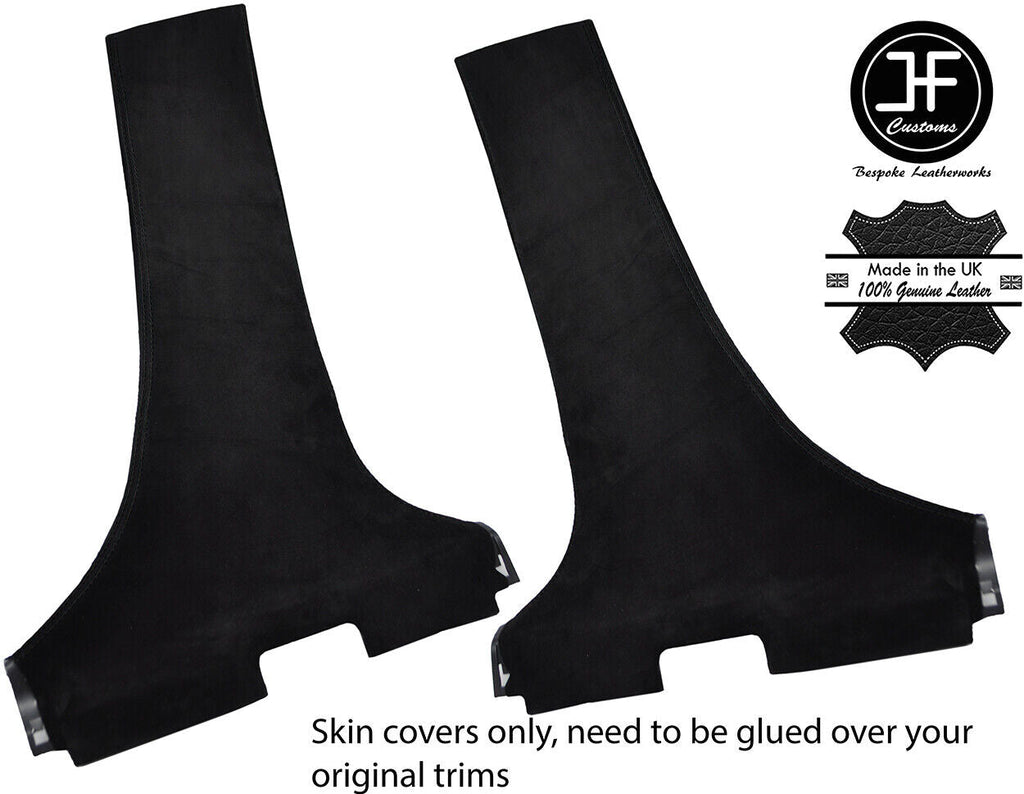 BLACK STITCH 2X LOWER B PILLAR SUEDE  COVERS FOR MITSUBISHI LANCER EVO 10 X