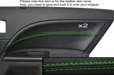 GREEN STITCH 2X REAR DOOR CARD TRIM SKIN COVERS FITS FORD MONDEO MK3 2001-2007