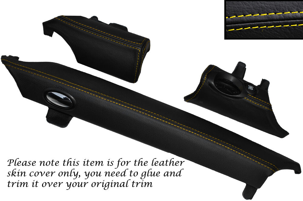 YELLOW STITCH 3 PIECE LOWER DASH TRIM SKIN COVERS FITS BMW MINI COOPER R56 07-13
