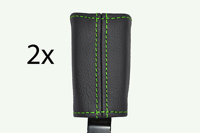 green stitch FITS MITSUBISHI FTO FRONT SEAT BELT STALK LEATHER COVERS CUSTOM NEW