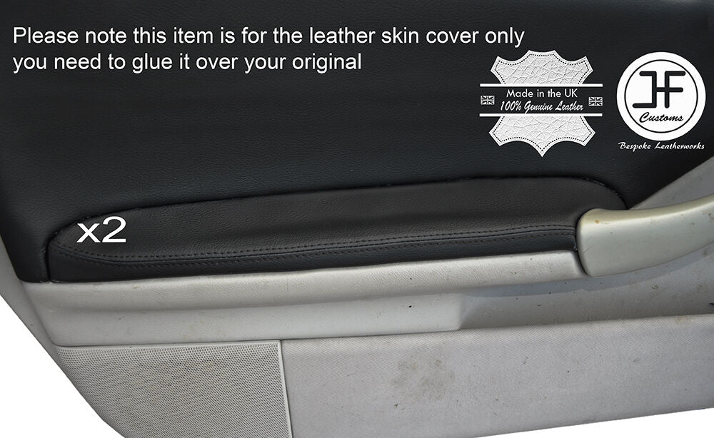 BLACK STICH 2X FRONT DOOR ARMREST COVERS FITS MERCEDES C CLASS CL203 W203 COUPE