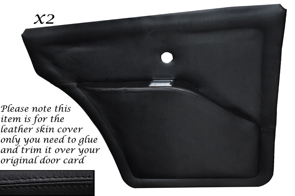 BLACK STITCH 2X REAR DOOR CARDS LEATHER SKIN COVERS FITS ROVER P5 P5B V8 COUPE