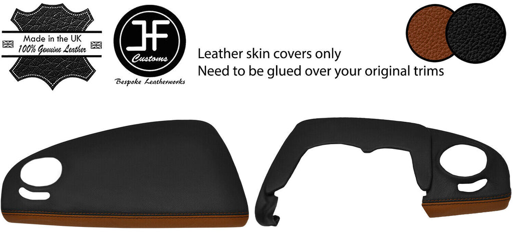BLACK BROWN 2 TONE TOP DASHBOARD TRIM LEATHER COVERS FOR SMART ROADSTER 03-05