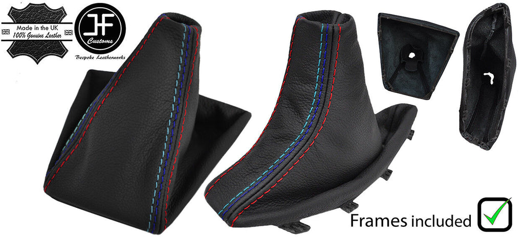 TRI STITCH LEATHER GEAR HANDBRAKE GAITER + PLASTIC FRAME FOR BMW X3 E83 03-10