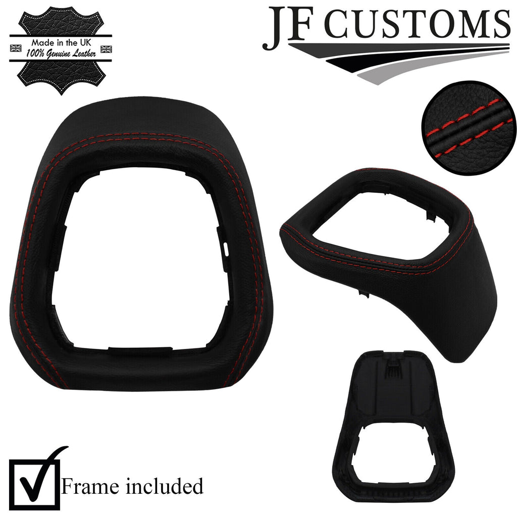 D RED STITCH LEATHER GEAR SURROUND COVER + PLASTIC FRAME FOR HYUNDAI I10 13-17