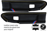 YELLOW STITCH TRI STRIPE 2X FRONT DOOR CARD COVERS FOR BMW E36 COUPE CONVERTIBLE