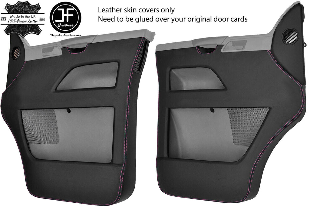 PINK STITCH 2X FRONT DOOR CARD LEATHER COVERS FOR VW T5 TRANSPORTER STYLE 2
