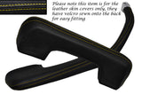 YELLOW  STITCH 2X FRONT DOOR HANDLE LEATHER COVERS FITS MERCEDES W123 W114 W115