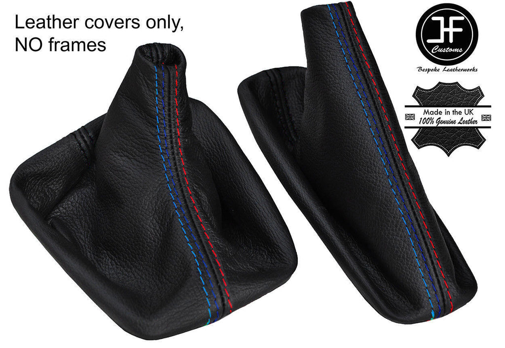 BLACK & TRI STITCH FITS BMW 5 Series E60 E61 03-07 LEATHER GEAR HANDBRAKE